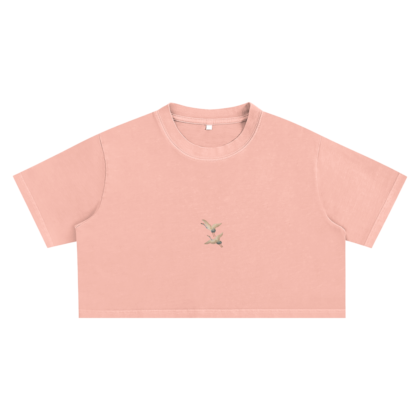 Snow Washed Birds Crop Top