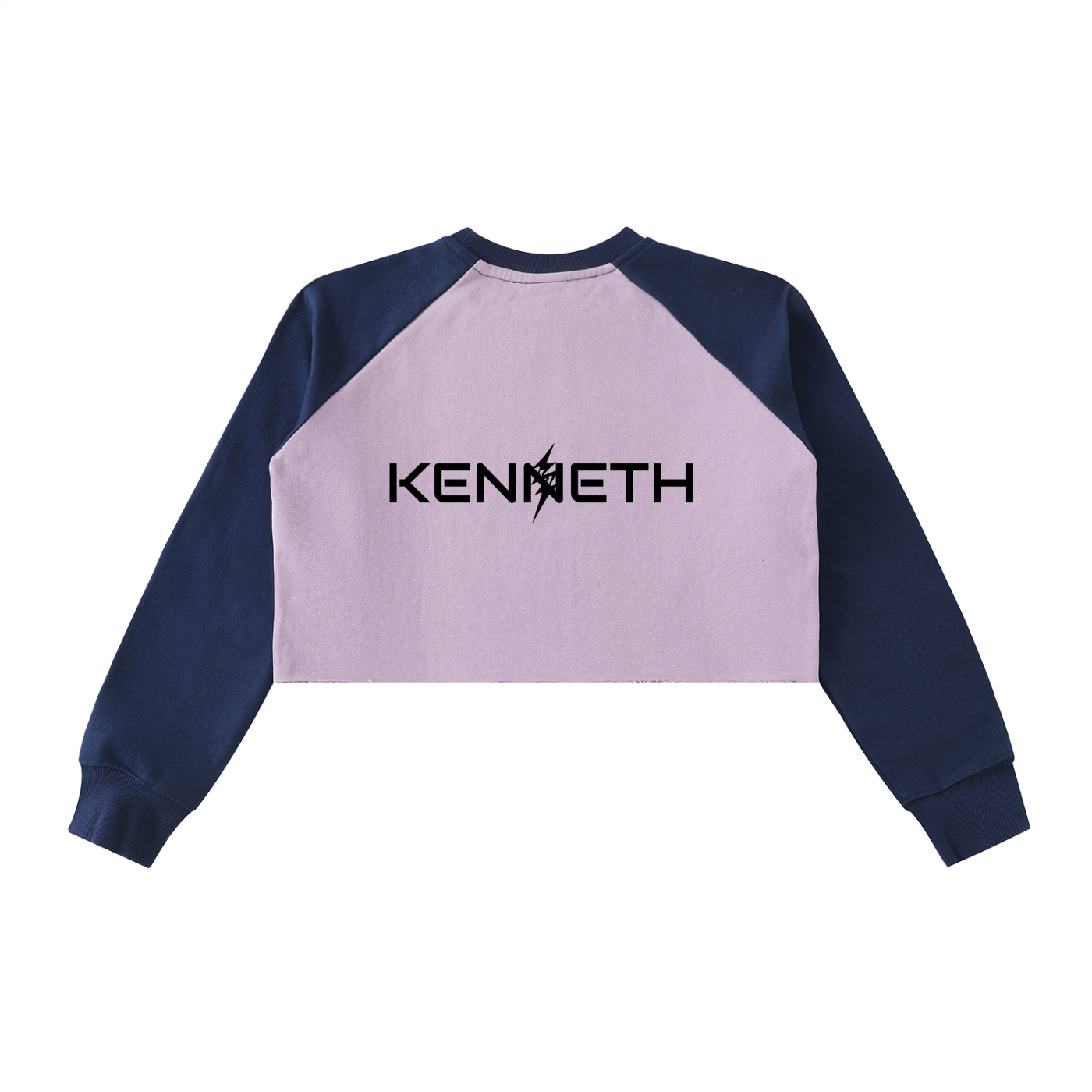 Raw-Hem Color-Block Raglan Crop Sweatshirt
