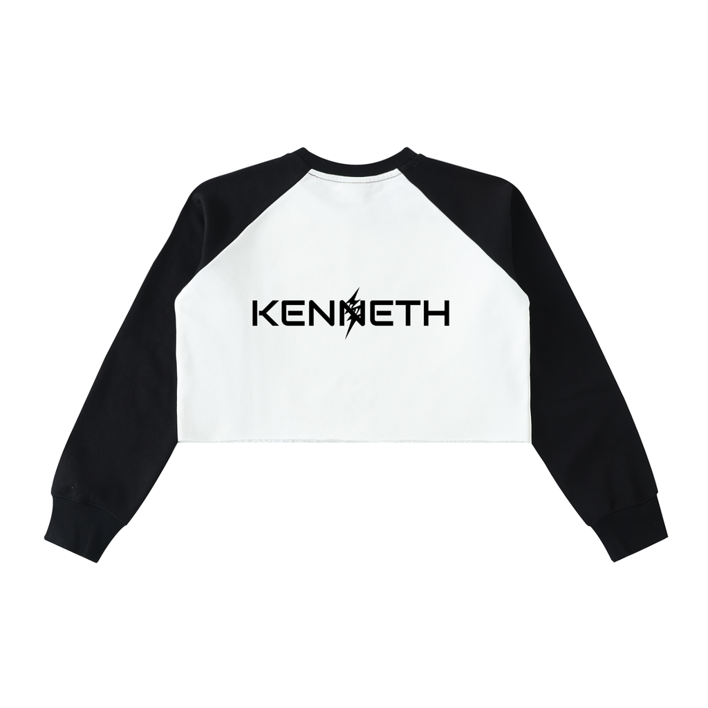 Raw-Hem Color-Block Raglan Crop Sweatshirt