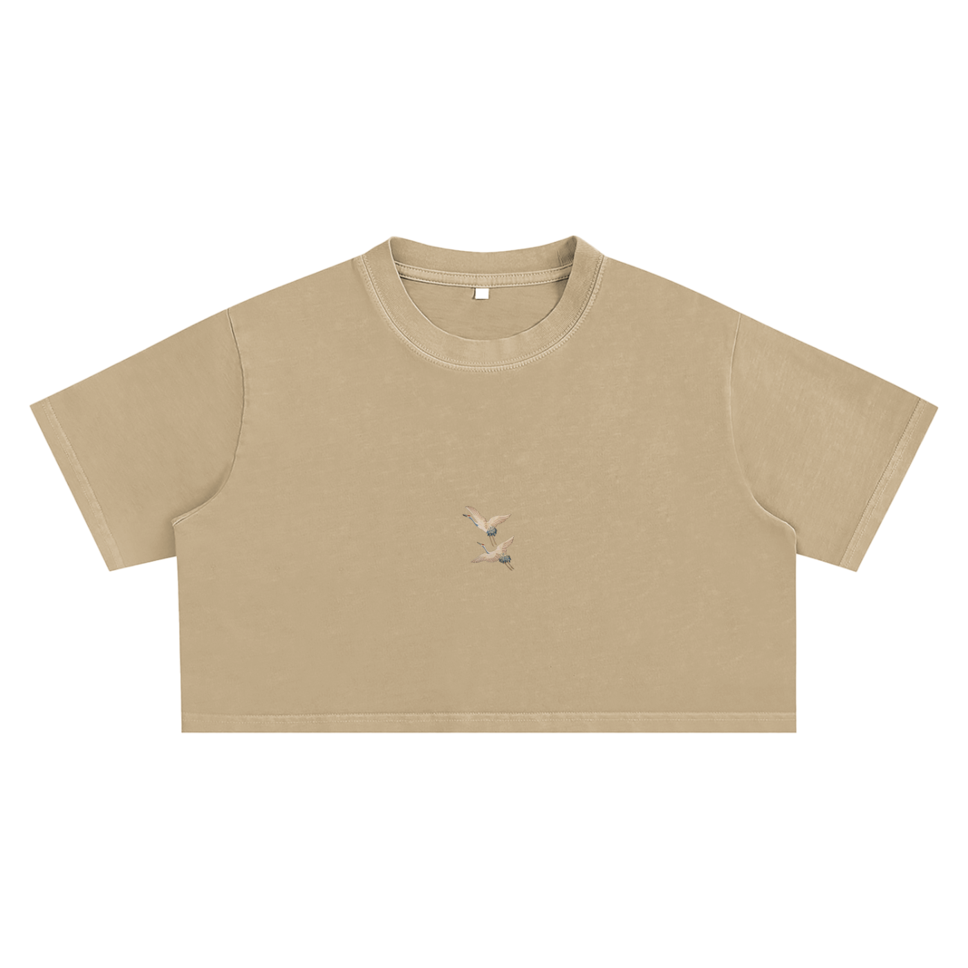 Snow Washed Birds Crop Top